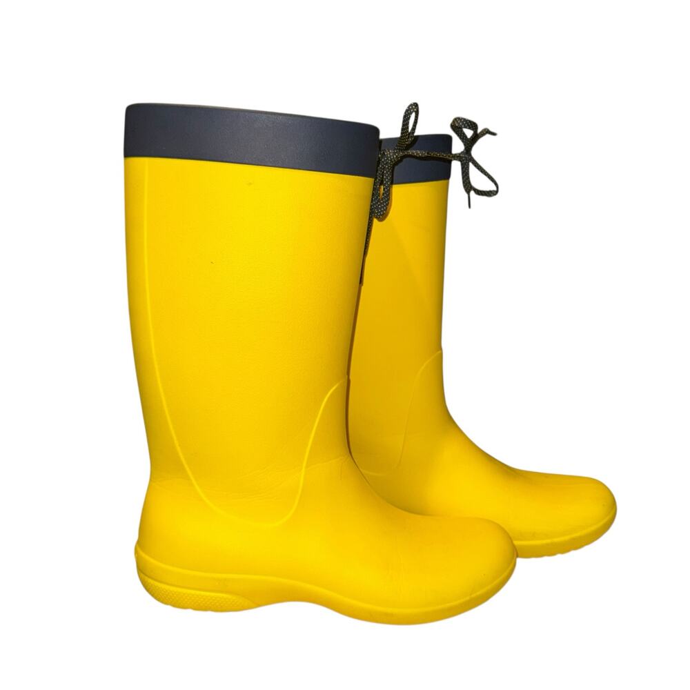 Crocs Boots Womens 10 Freesail Pull On Rain Boot‎ Yellow Rubber Water Resistant
